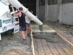 Pouring the foundations for the first road in the shed