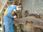 Needle gunning a bogie