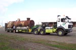 The boiler arriving by truck