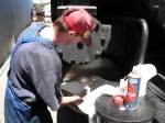 Mark cleaning the cylinder cover